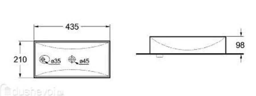 Раковина SantiLine 44 см левосторонняя белая SL-2023L