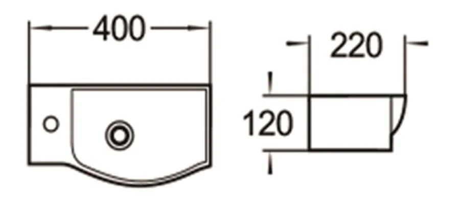 Раковина SantiLine 40 см правосторонняя SL-2011R