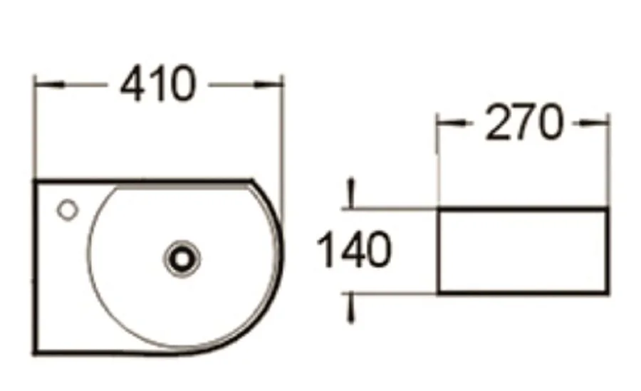 Раковина SantiLine 41 см правосторонняя SL-2015R