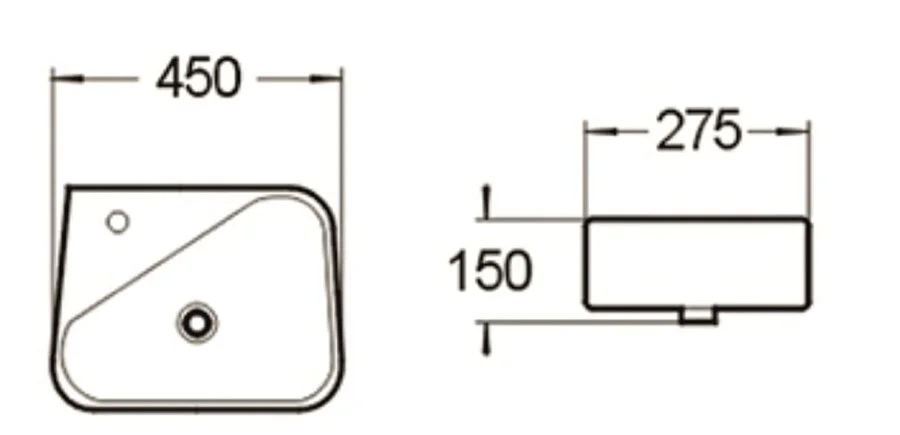 Раковина SantiLine 45 см правосторонняя SL-2017R