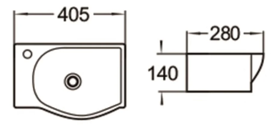 Раковина SantiLine 41 см правосторонняя SL-2018R