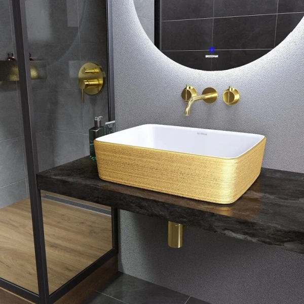 Раковина Grossman Color 48 см золото/белая GR-3016GW