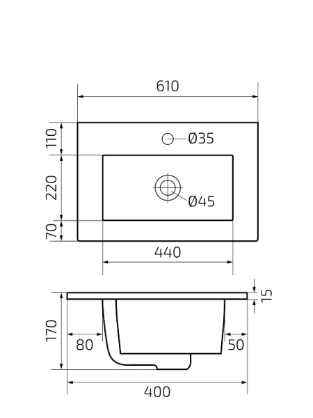 Раковина GID Integrado NYJ803-60 61 см белая 71109