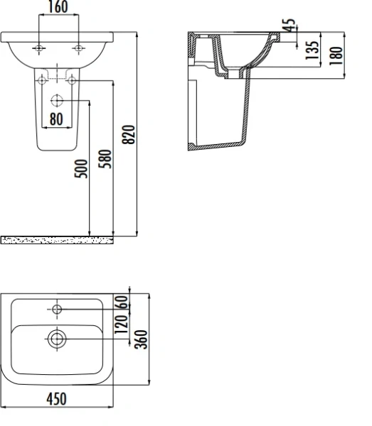 Раковина Creavit Key 45 см белая KY045-00CB00E-0000