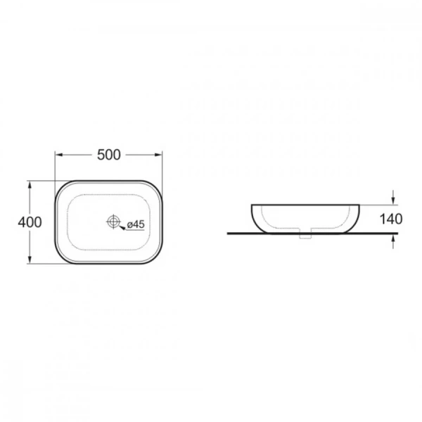 Раковина Vincea 50 см накладная, белая VBS-101