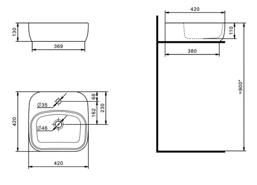Раковина Santek Одри 42 см белая 1WH501709