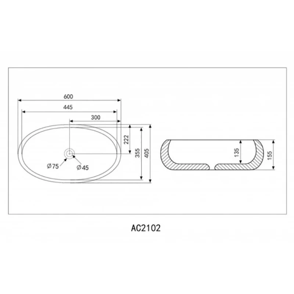 Раковина Abber Bequem AC2102 60 см накладная