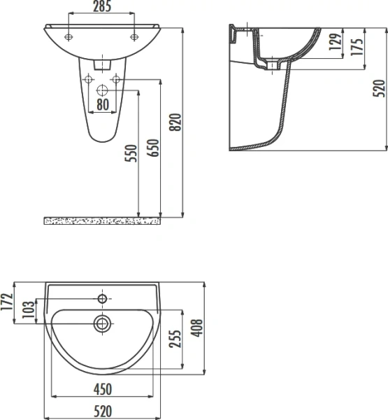 Раковина Creavit Oval 52 см белая TP155-00CB00E-0000