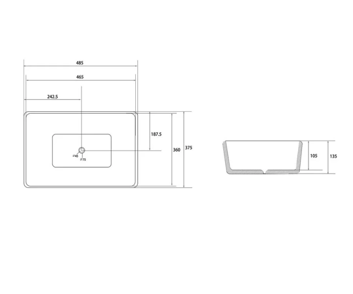 Раковина Abber Rechteck 48,5 см белая AC2212