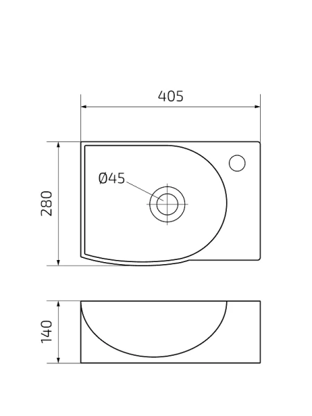 Раковина GID Suspendido N9276L 41 см левосторонняя 61130L