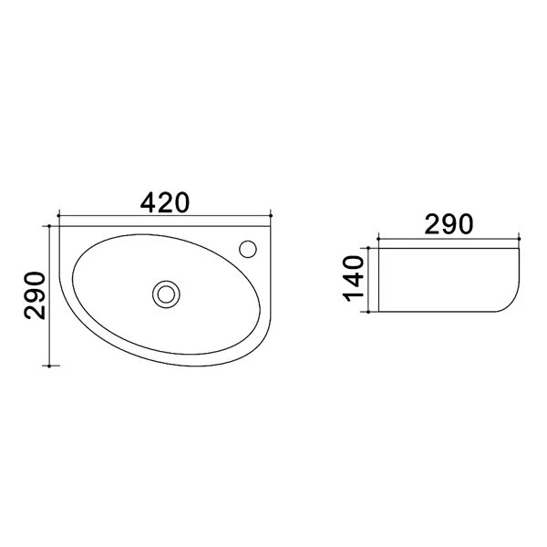 Раковина Azario 42 см левая AZ-4519A
