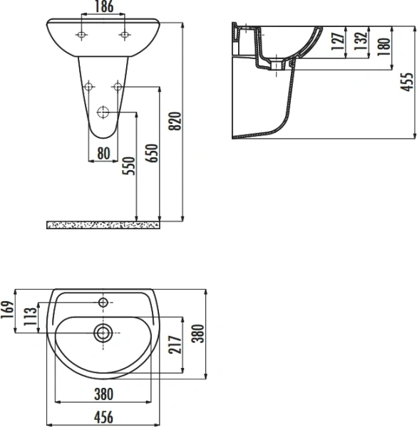 Раковина Creavit Oval 45 см белая TP145-00CB00E-0000