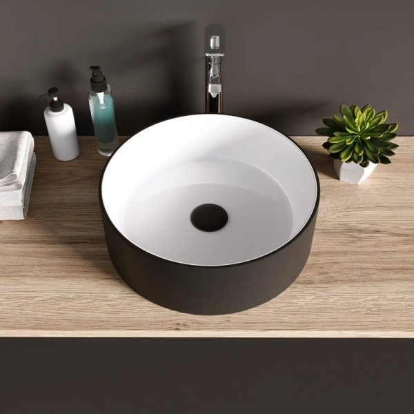 Раковина Grossman 36 см белая/черная GR-4040BW