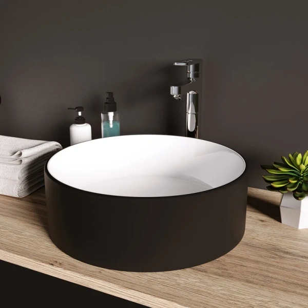 Раковина Grossman 36 см белая/черная GR-4040BW