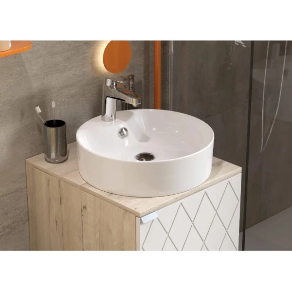 Раковина Sanita Luxe Best 43 см белая WB.CT/Best/43-C.Shelf/WHT.G/S1