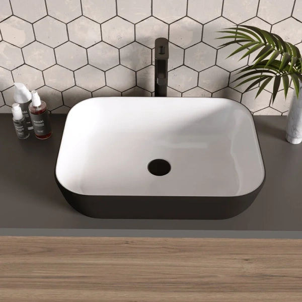 Раковина Grossman 46 см белая/черная GR-4041BW