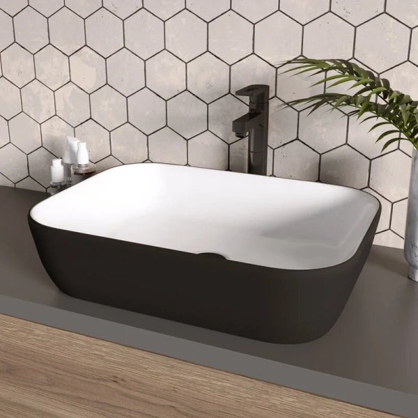 Раковина Grossman 46 см белая/черная GR-4041BW