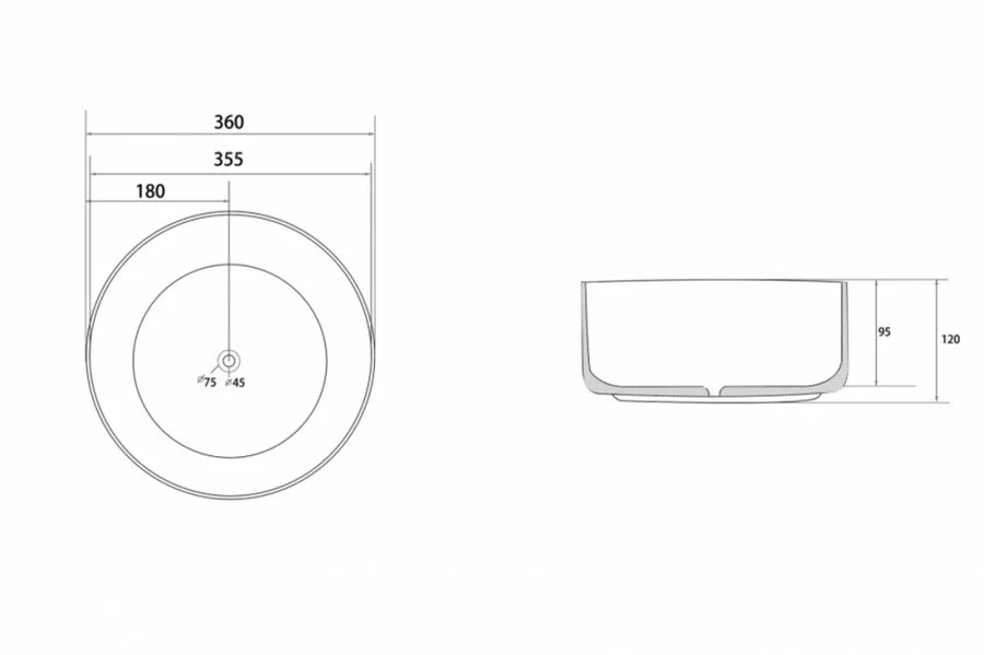 Раковина Abber Bequem AC2108 36 см круглая