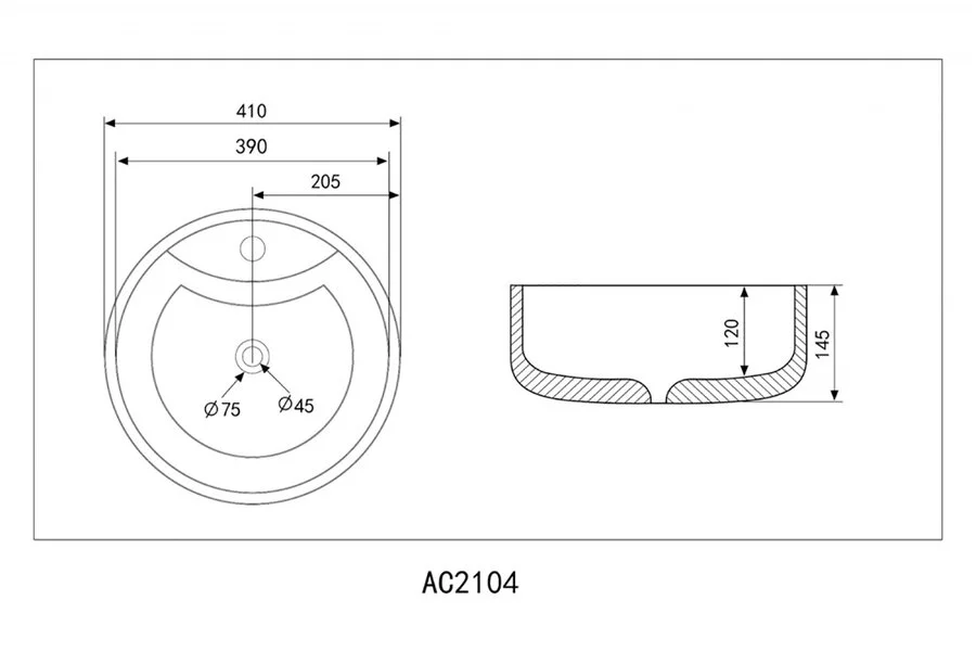 Раковина Abber Bequem AC2104 41 см керамическая