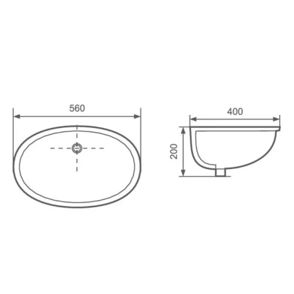 Раковина Акватек 56 см для монтажа под столешницу AQ8091-00