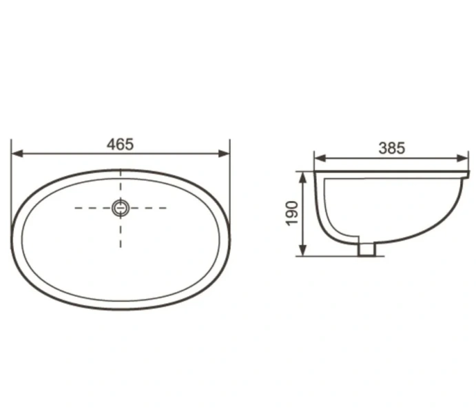 Раковина Акватек 46.5 см для монтажа под столешницу AQ0181-00