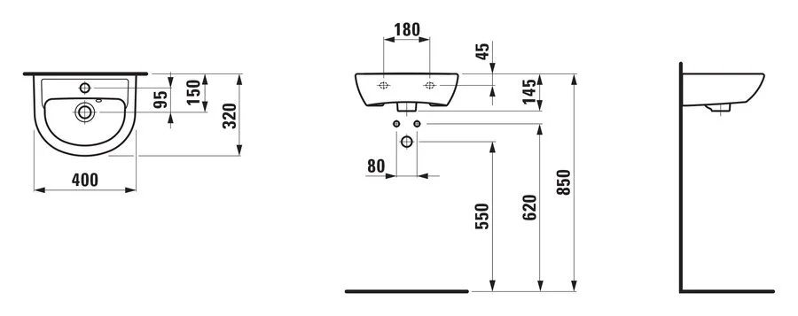 Раковина Laufen Pro 40 см белая 8.1595.1.000.104.1