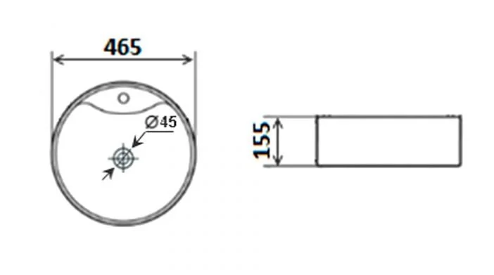 Раковина Timo Reko 46 см накладная TK-205