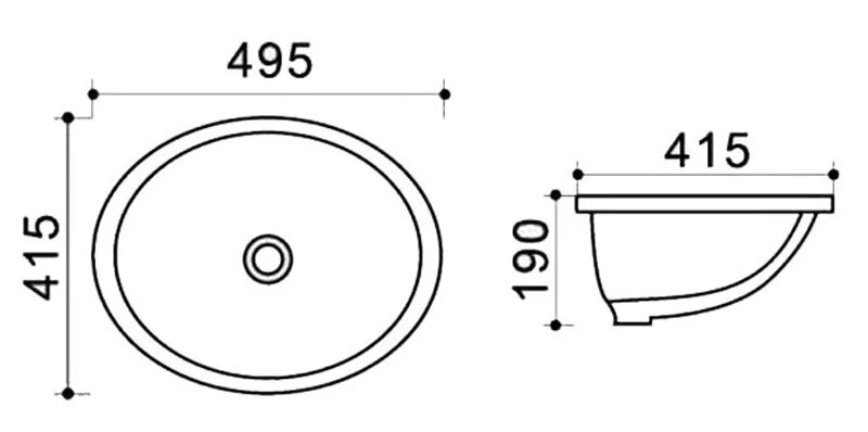 Раковина Azario 49.5 см встраиваемая AZ908-20
